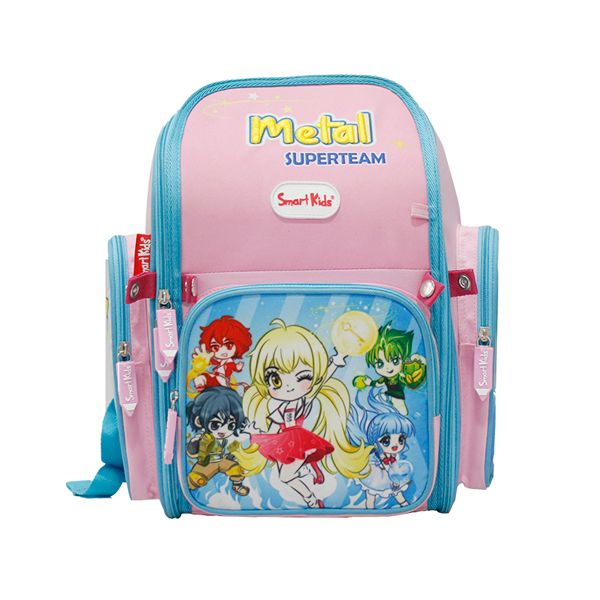Balo Chống Gù SmartKids Super Team-Metal B-009 Hồng