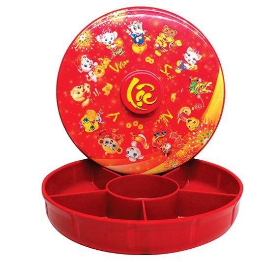 Hộp Mứt Tròn Lớn A040CD Màu