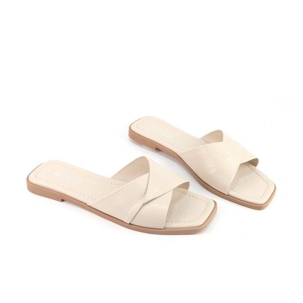Dép Đế Bằng Quai Đắp Chéo Màu Kem Miso Cillie M029 (Store 5703)