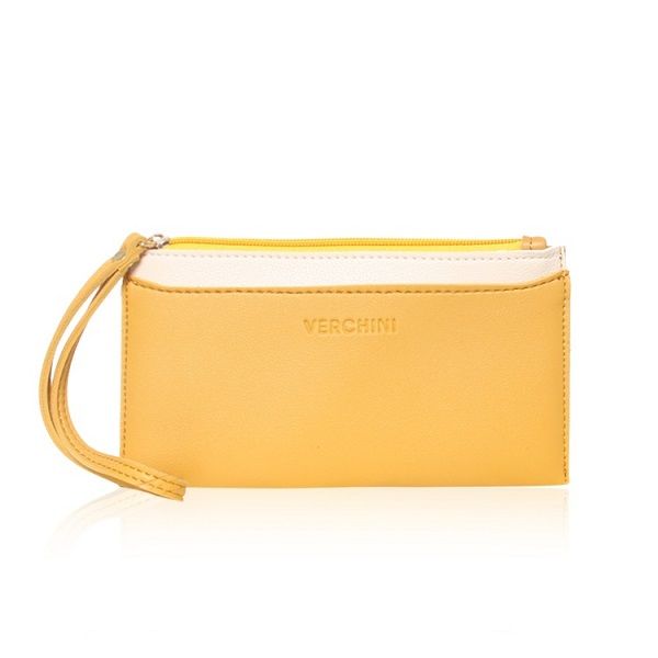 Ví Dẹp 1 Ngăn Phối Nút Bấm Màu Vàng Hột Verchini VFV02 (Store 1001)