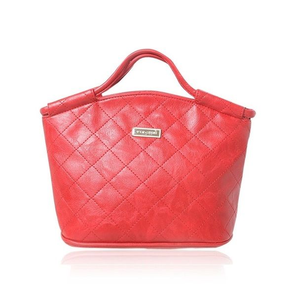 Túi 2 Quai Thêu Caro Màu Đỏ Mận Verchini TFV04 (Store 1001)