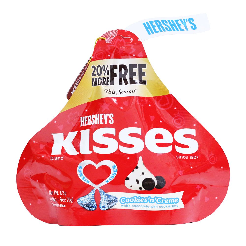 Kẹo Sô Cô La Trắng Với Bánh Quy Hershey's Kisses Gói 146g + FREE 29g