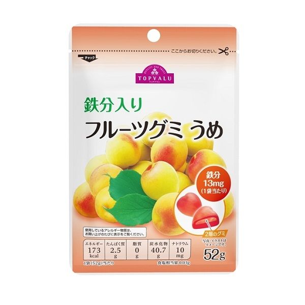 Kẹo Trái Cây Vị Mơ Có Thành Phần Chất Sắt Topvalu 52g