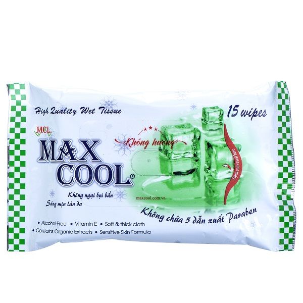 Khăn Ướt MaxCool Không Hương 15 Tờ