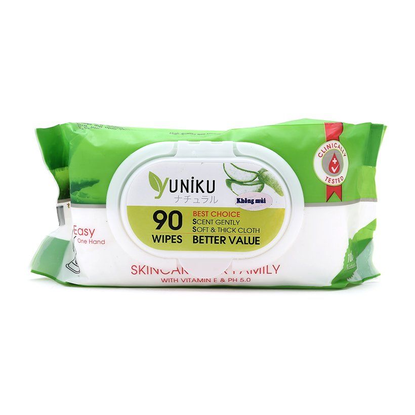 Khăn Ướt Yuniku Không Mùi - 90 Tờ