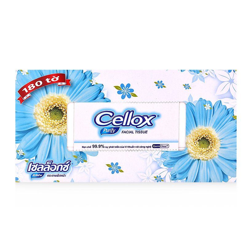 Khăn Giấy Cellox Purify Facial 2 Lớp - Hộp 180 Tờ (Mẫu Ngẫu Nhiên)
