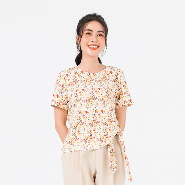 Áo Nơ Eo, Tay Lơ Vê Họa Tiết Lamer L61B20H014-F1541