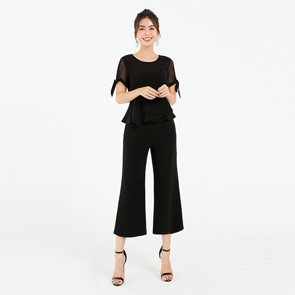 SET Áo Peplum GBH010 - Quần Ống Loe GBH040 Màu Đen Lamer L61B20H040-L64W20H010-S1400