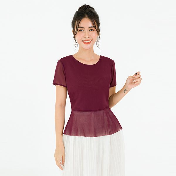 Áo Peplum Lưới Tay Cộc Màu Tím 02 Lamer L61B20H041-S3102