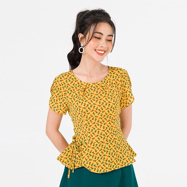 Áo Sơ Mi Nơ Đai, Tay Xẻ Họa Tiết Lamer L61H20H037-F2714
