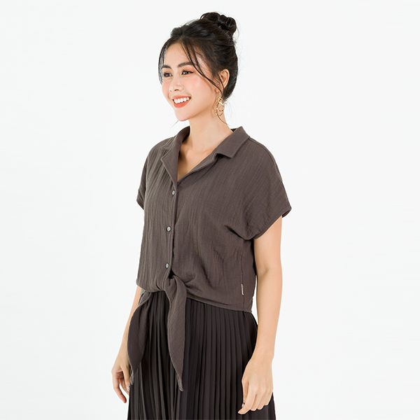 Áo Sơ Mi Cổ 2 Ve Buộc Vạt Màu Xám Lamer L61H20H039-S1100