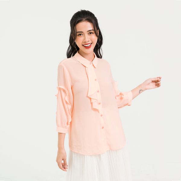 Áo Sơ Mi Tay Bèo Lamer Màu Cam Hồng