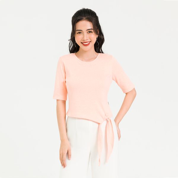 Áo Cotton Buộc Vạt, Tay Lỡ Lamer Màu Cam
