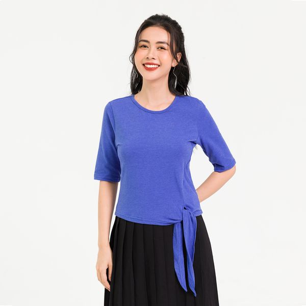 Áo Cotton Buộc Vạt, Tay Lỡ Lamer Màu Xanh Dương