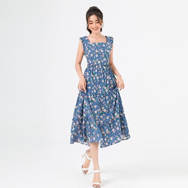 Đầm Maxi Nhún 3 Tầng Họa Tiết Lamer L63M20H076-F3315