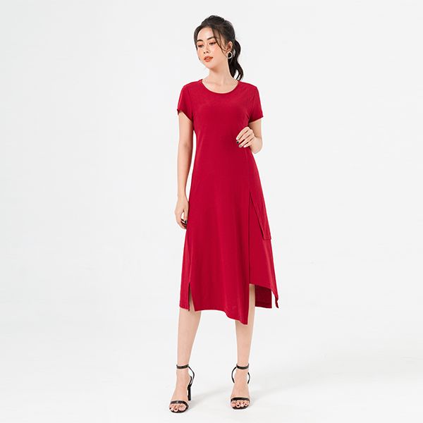 Đầm Suông Cotton Can Vạt Màu Đỏ Lamer L63T20H061-S2400