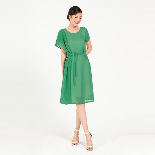 Đầm Suông Bèo Phủ Lamer Màu Xanh Lá