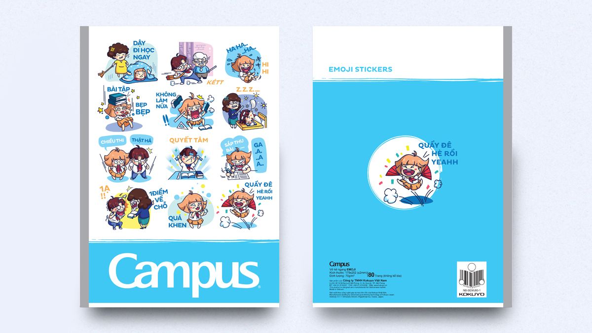 Vở Kẻ Ngang Campus Emoji 80 Trang NB-EMJ80 70g/m2 179 x 252mm
