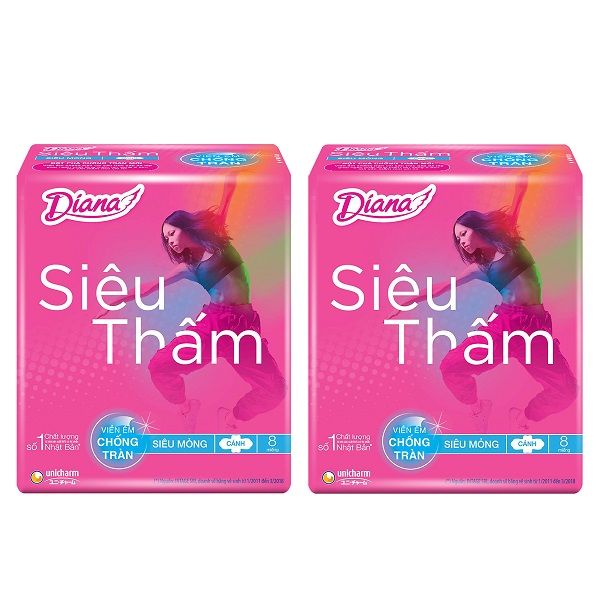 Lô 2 Băng Vệ Sinh Diana Siêu Mỏng Cánh 8 Miếng