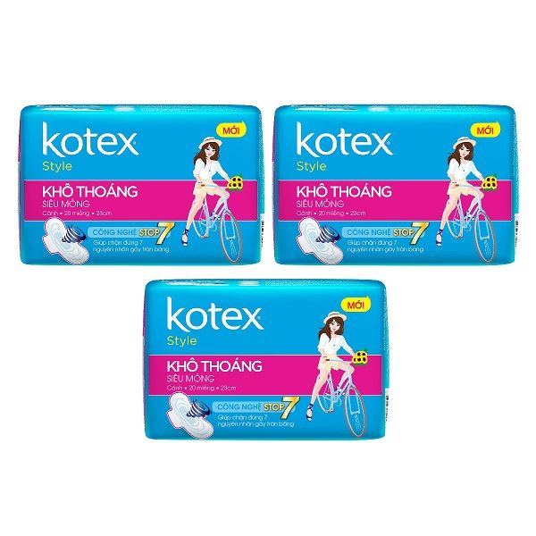 Lô 3 Băng Vệ Sinh Kotex Style Khô Thoáng Siêu Mỏng Cánh 8 Miếng