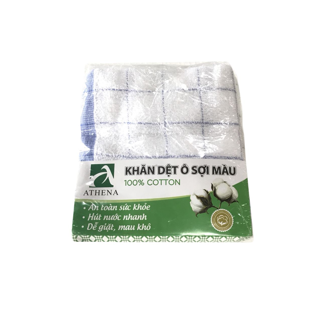 Lốc 10 Khăn Tay Dệt Ô Athena 28 x 28cm 26g
