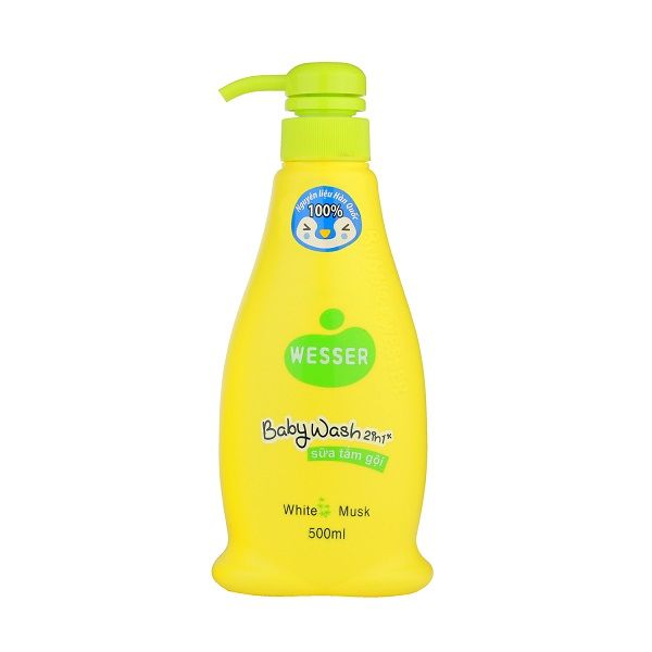 Sữa Tắm Gội Em Bé 2 Trong 1 Wesser Angel Hương Cỏ Xạ Hương 500ml Màu Xanh Lá