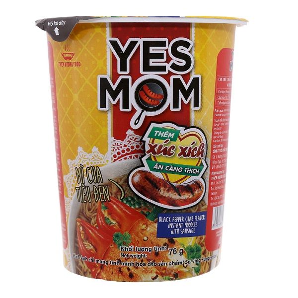 Mì Ly Có Xúc Xích Yes Mom Vị Cua Tiêu Đen 76g
