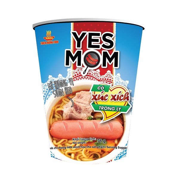 Mì Ly Có Xúc Xích Yes Mom Vị Sườn Heo 76g