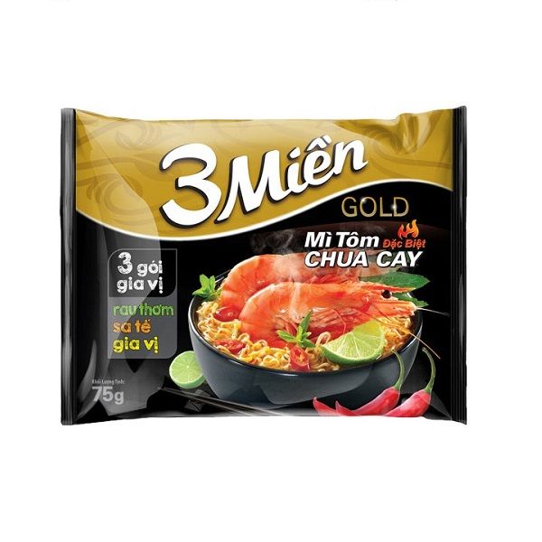 Mì Tôm Chua Chay Đặc biệt 3 Miền Gold 75g