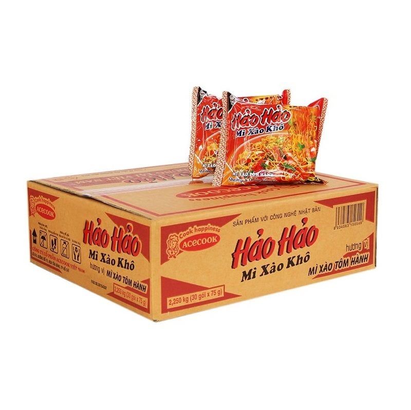 THÙNG 30 MÌ HẢO HẢO XÀO TÔM HÀNH 75G