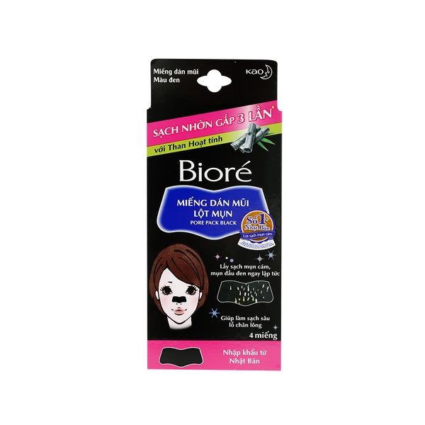 Miếng Dán Mũi Lột Mụn Nữ Than Hoạt Tính Bioré Hộp 4 Miếng