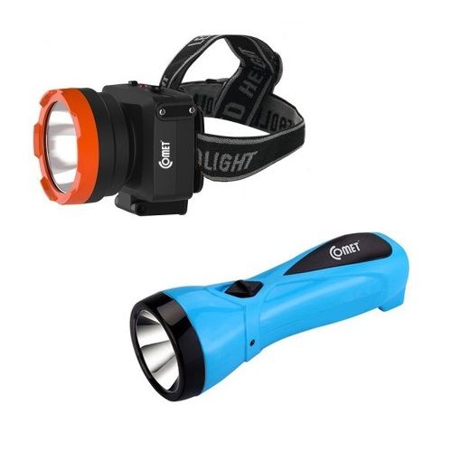 Combo Đèn Đội Đầu CRT1612 và Đèn Pin Sạc Cầm Tay CRT345
