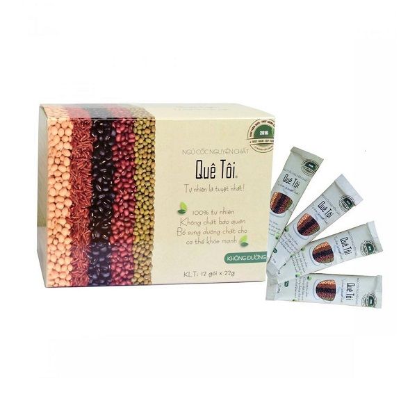 Ngũ Cốc Nguyên Chất Quê Tôi Không Đường Hộp 12 Gói x 22g