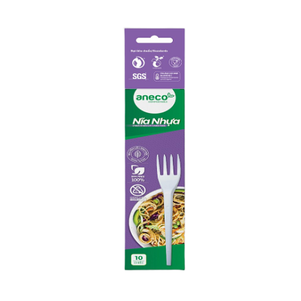 Hộp 10 Nĩa Nhựa Tự Hủy Aneco