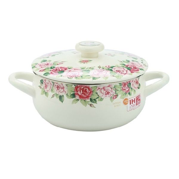 Nồi Tráng Men Hoa Văn Hoa Hồng Fujihoro FRV-18W