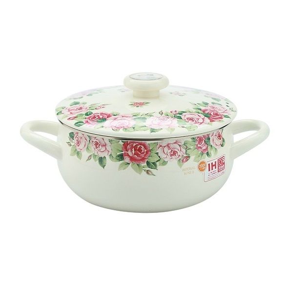 Nồi Tráng Men Hoa Văn Hoa Hồng Fujihoro IRVT-16W
