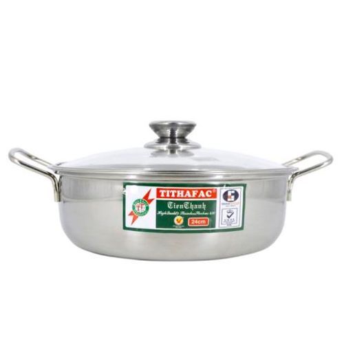Nồi Lẩu Inox430 Nắp Kính Tithafac 24cm