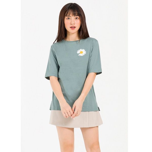 Áo Thun Unisex Hoa Cúc Vien Tran Màu Xanh Mint