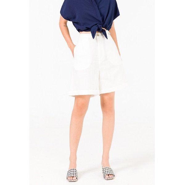 Quần Short Basic Gấu Lơ Vê Màu Trắng Vien Tran O64S20H002-S1500