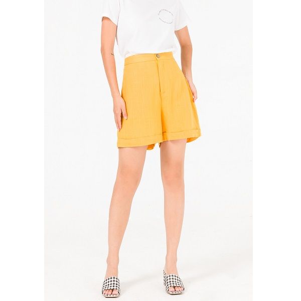Quần Short Basic Gấu Lơ Vê Màu Vàng Vien Tran O64S20H002-S2700