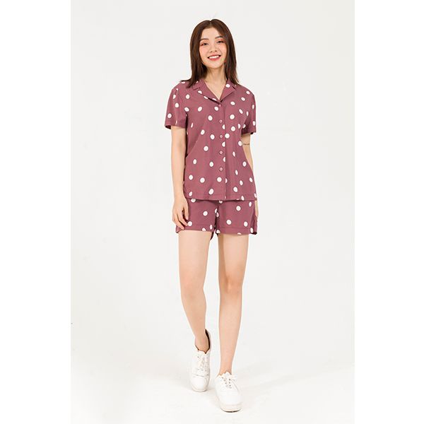 Bộ Pijama Tay Ngắn Màu Nâu Vien Tran O68S20H003-D4115