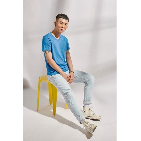 Áo Thun Nam Cổ Tim Xanh Dương Đậm Couple TX 3080 (Store 5703)