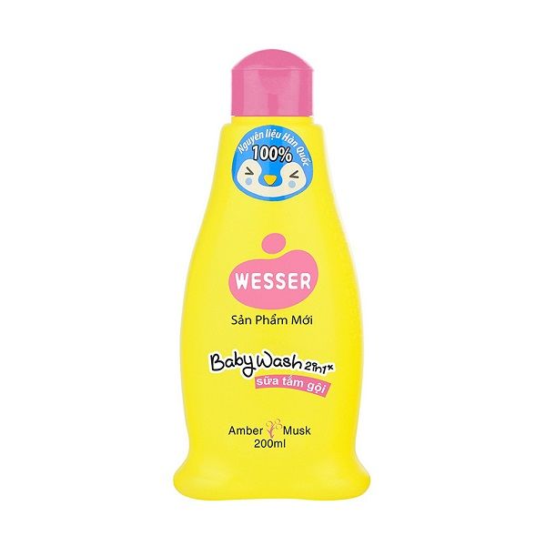 Sữa Tắm Gội Em Bé 2 Trong 1 Wesser Angel Hương Hổ Phách Xạ Hương 200ml Màu Hồng