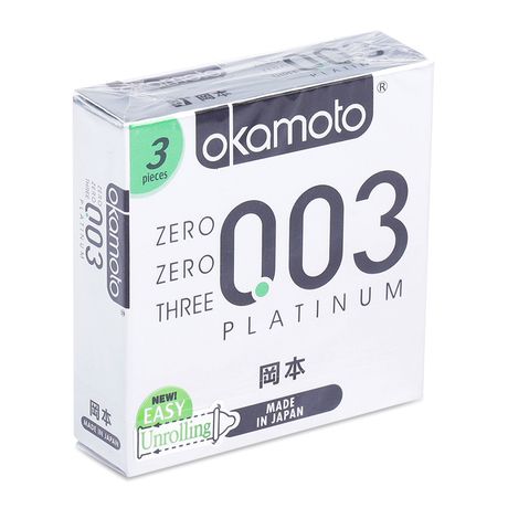 Bao Cao Su Okamoto 0.03 Platimum Siêu Mỏng - Hộp 3 Cái