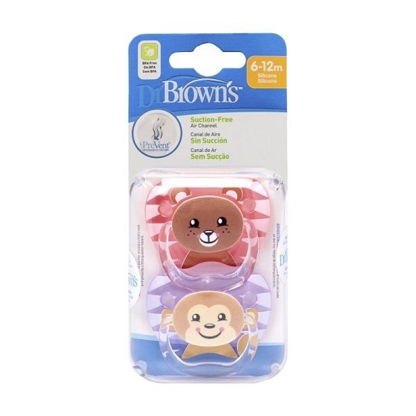 Bộ 2 Ty Ngậm Dr. Brown's Hình Gấu Và Khỉ Dành Cho Bé Gái Từ 6 - 12 Tháng Tuổi PV22014