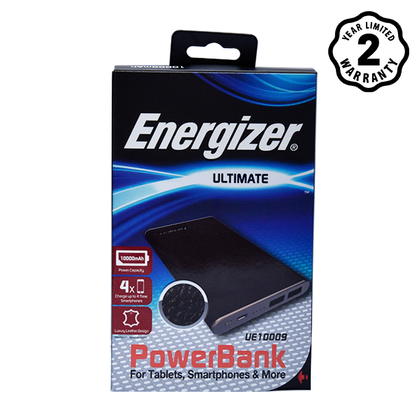 Pin sạc dự phòng Energizer 10,000mAh Li-Po 2 Output Luxury Leather - UE10009DB