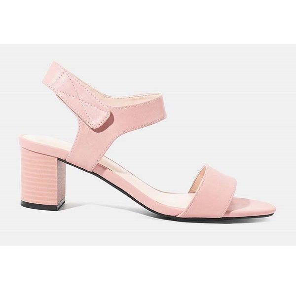 Giày Sandal Gót Vuông 5cm Quai Ngang Juno Màu Hồng SD05003 (Store 1001)