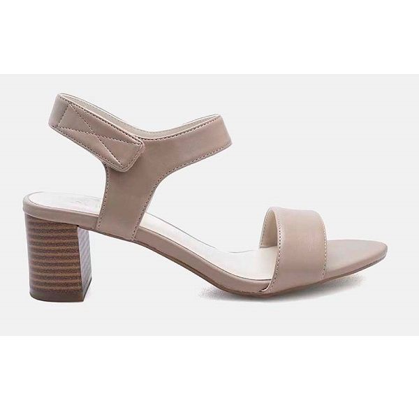 Giày Sandal Gót Vuông 5cm Quai Ngang Juno Màu Nâu SD05003 (Store 1001)