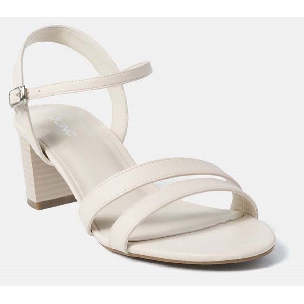 Giày Sandal Gót Vuông Quai Mặt Bất Đối Xứng Juno Màu Kem SD05044 (Store 1001)