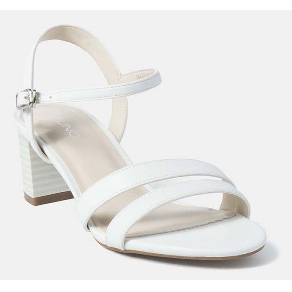 Giày Sandal Gót Vuông Quai Mặt Bất Đối Xứng Juno Màu Trắng SD05044 (Store 1001)